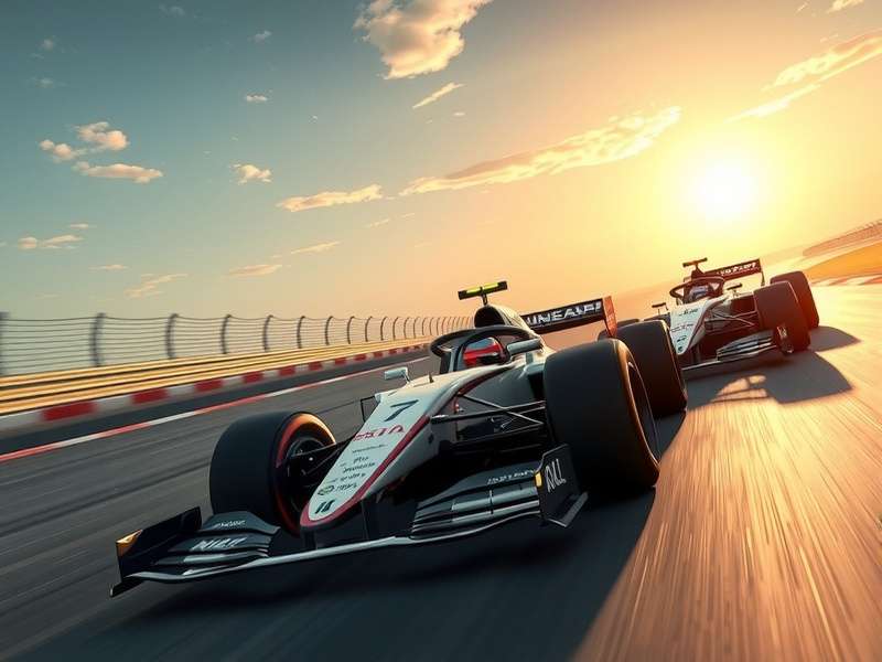 High-end F1 gaming simulator setup with steering wheel and monitors