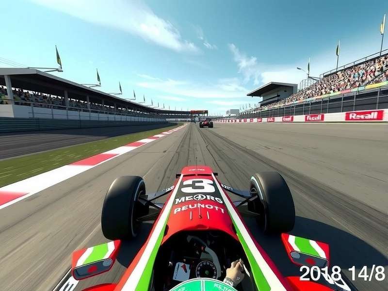A high-end gaming PC setup running a detailed F1 racing game simulation