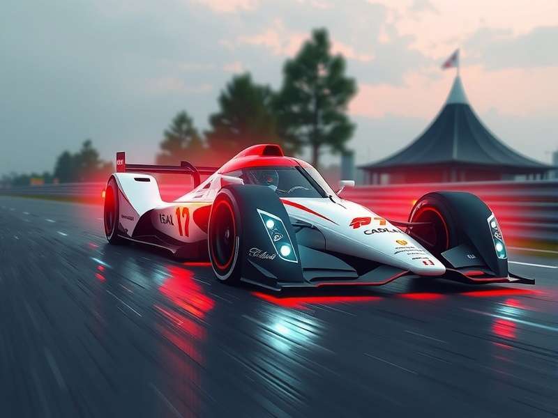 Concept art of a Cadillac Formula 1 car on track