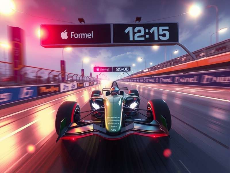 F1 Car racing on track with dynamic motion blur