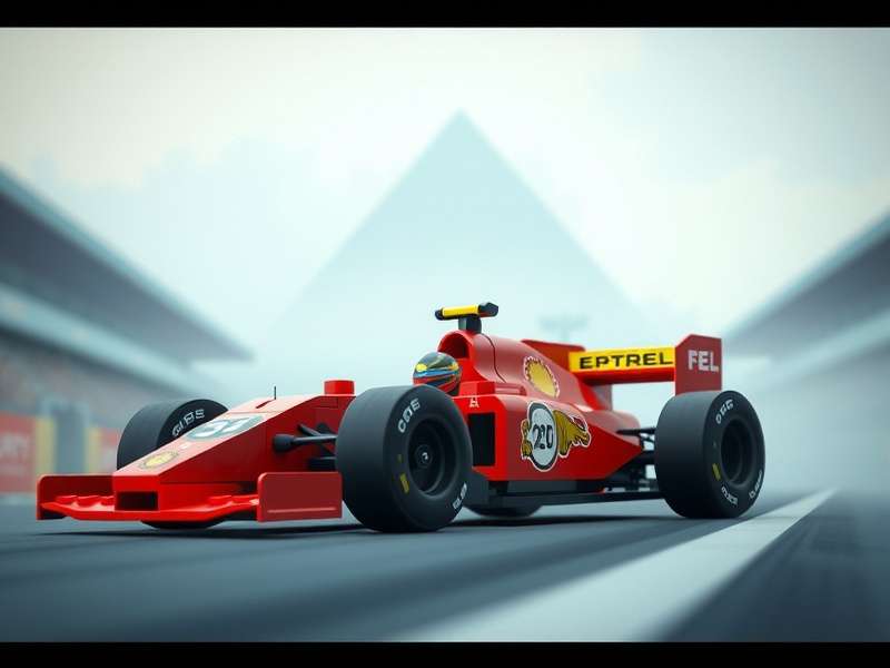 LEGO Formula 1 car on a racetrack diorama