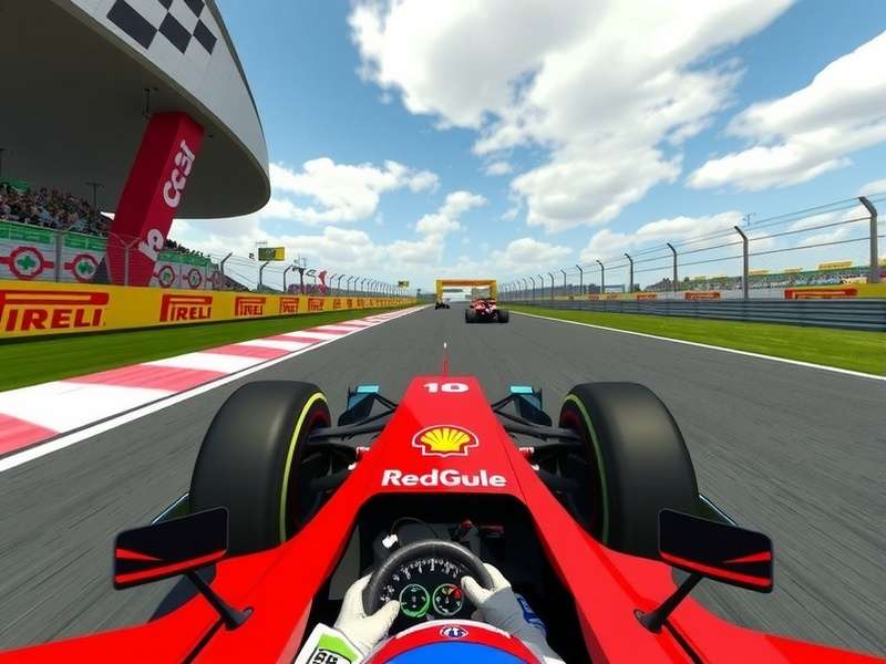 Professional F1 simulator cockpit with steering wheel and pedals