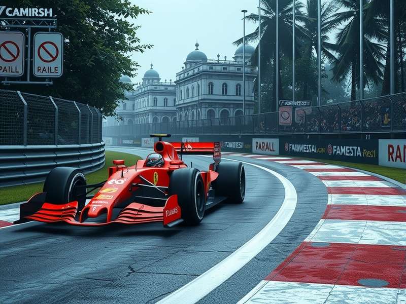 Formula 1 car taking a sharp corner at high speed