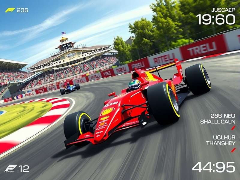 Close up of a Formula 1 steering wheel and dashboard in a simulator