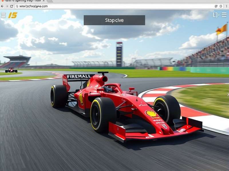 F1 Game Browser Interface showing Formula 1 car racing in browser