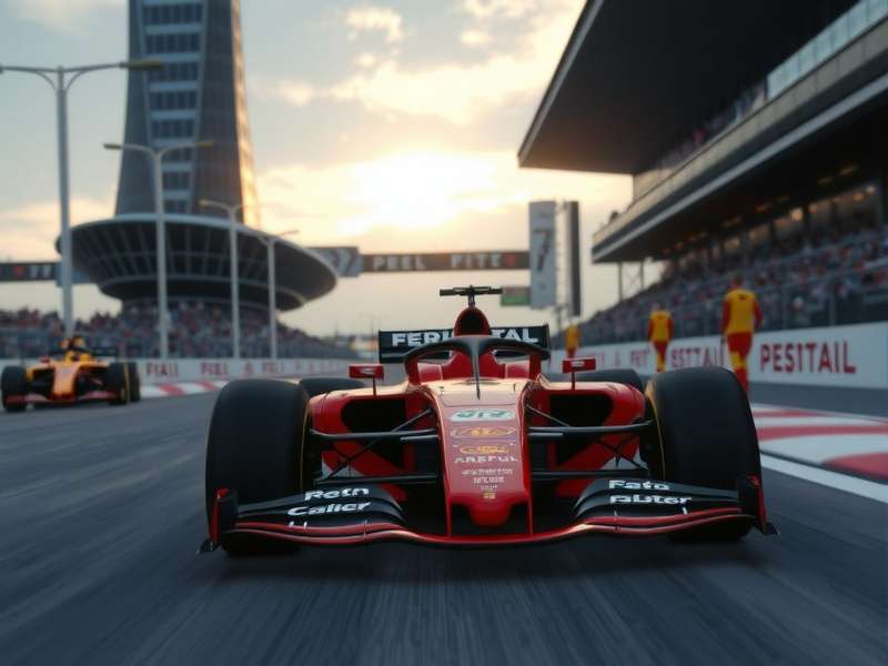 Concept art for F1 The Movie featuring a dramatic shot of a Formula 1 car at speed