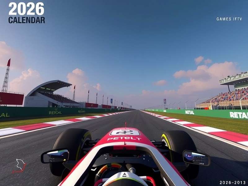 F1 car racing at dusk on a circuit