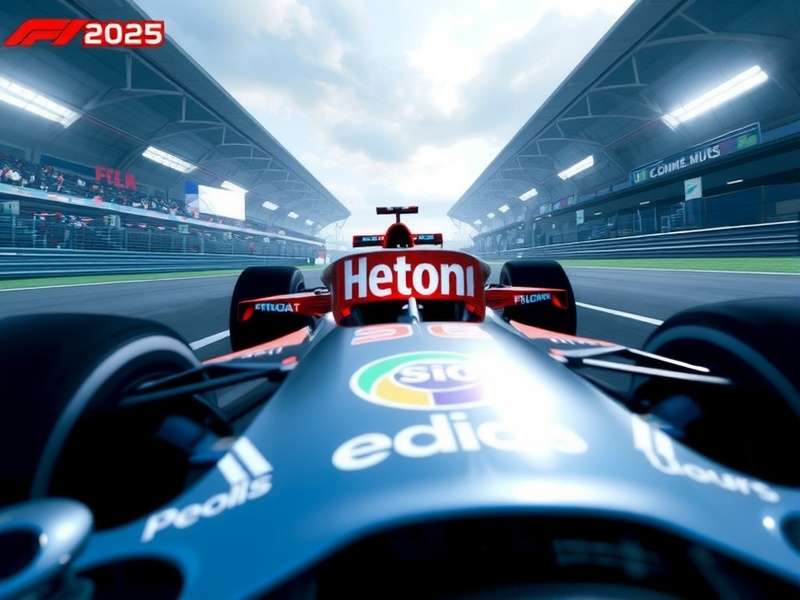 Hypothetical screenshot of the F1 2025 game showing a detailed car model and realistic track