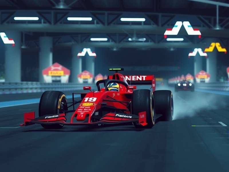 F1 racing game screenshot with detailed car and track