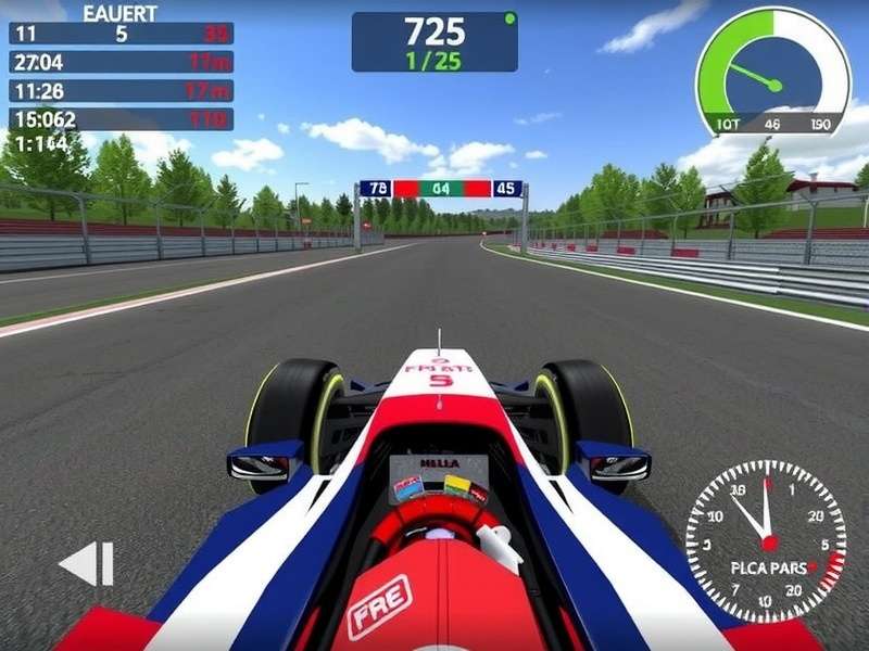 High-performance F1 racing car on track, close-up of rear wing and slick tyres