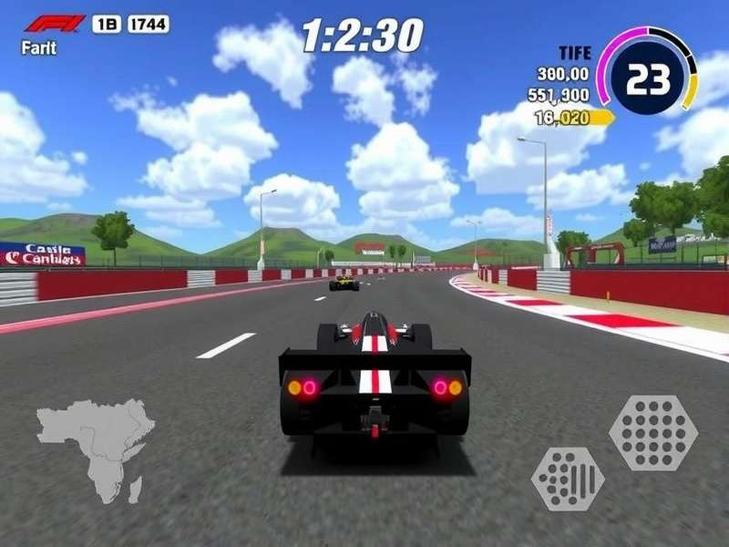 F1 car racing on track