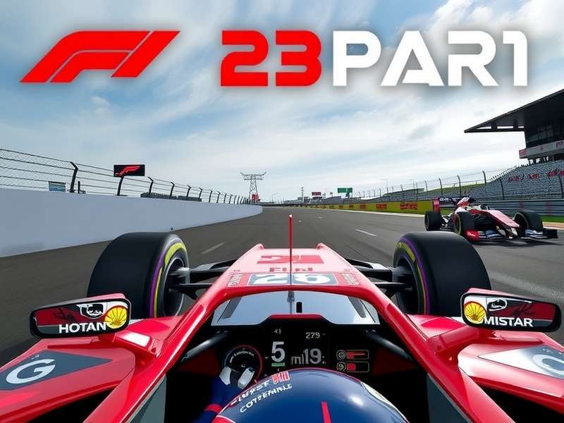 F1 23 Game screenshot showing detailed car and cockpit view on a PC monitor