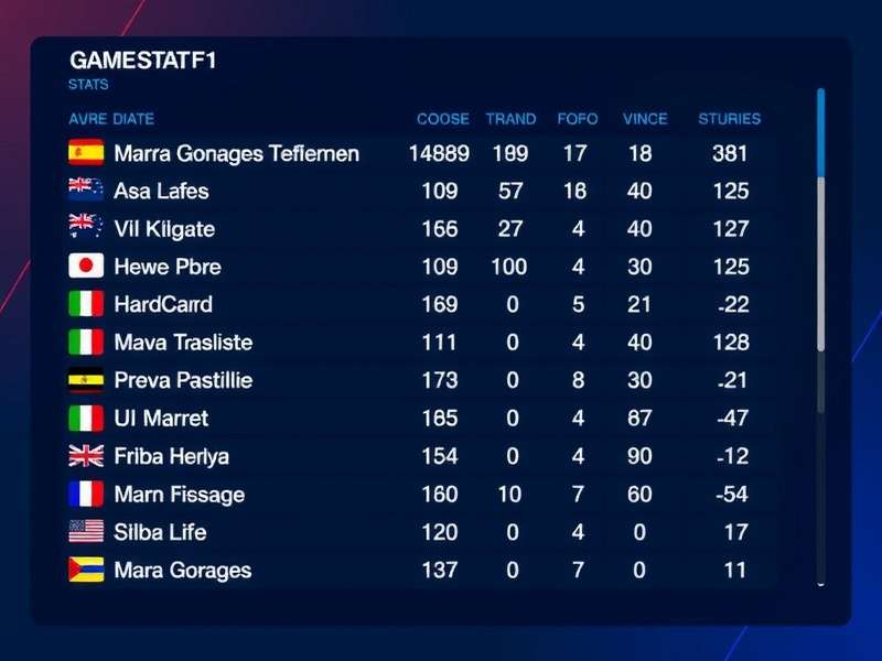 Detailed Formula 1 data dashboard showing lap times, telemetry, and performance graphs