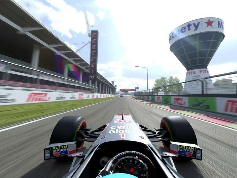 Budget gaming PC setup with racing wheel for F1 games