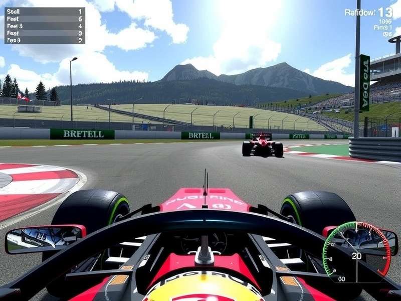 F1 Game running on a MacBook Pro with a racing wheel setup