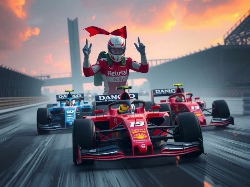 F1 Winners on Podium Celebrating Victory