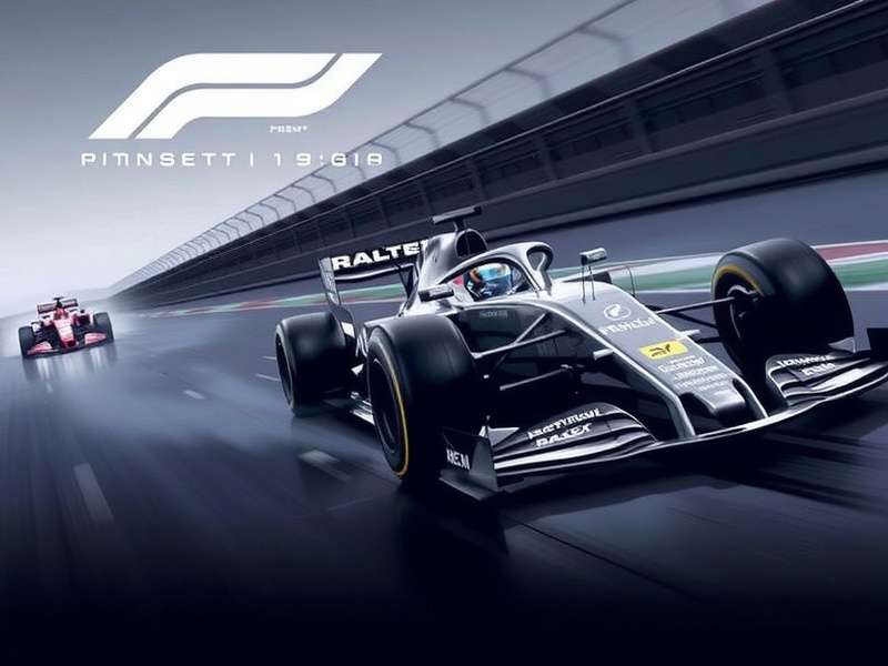 F1 2025 racing on a PC monitor with a racing wheel setup in a UK gaming room