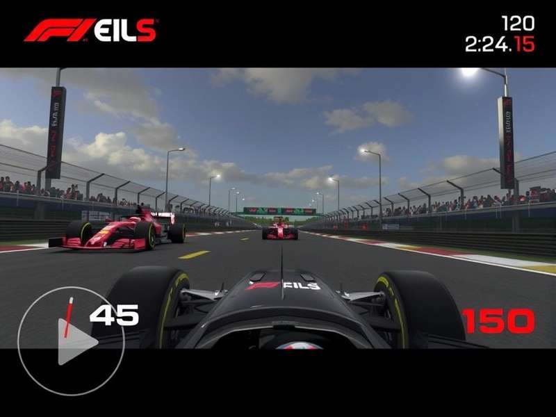 F1 racing game running on a laptop with a steering wheel controller setup in a UK gaming room